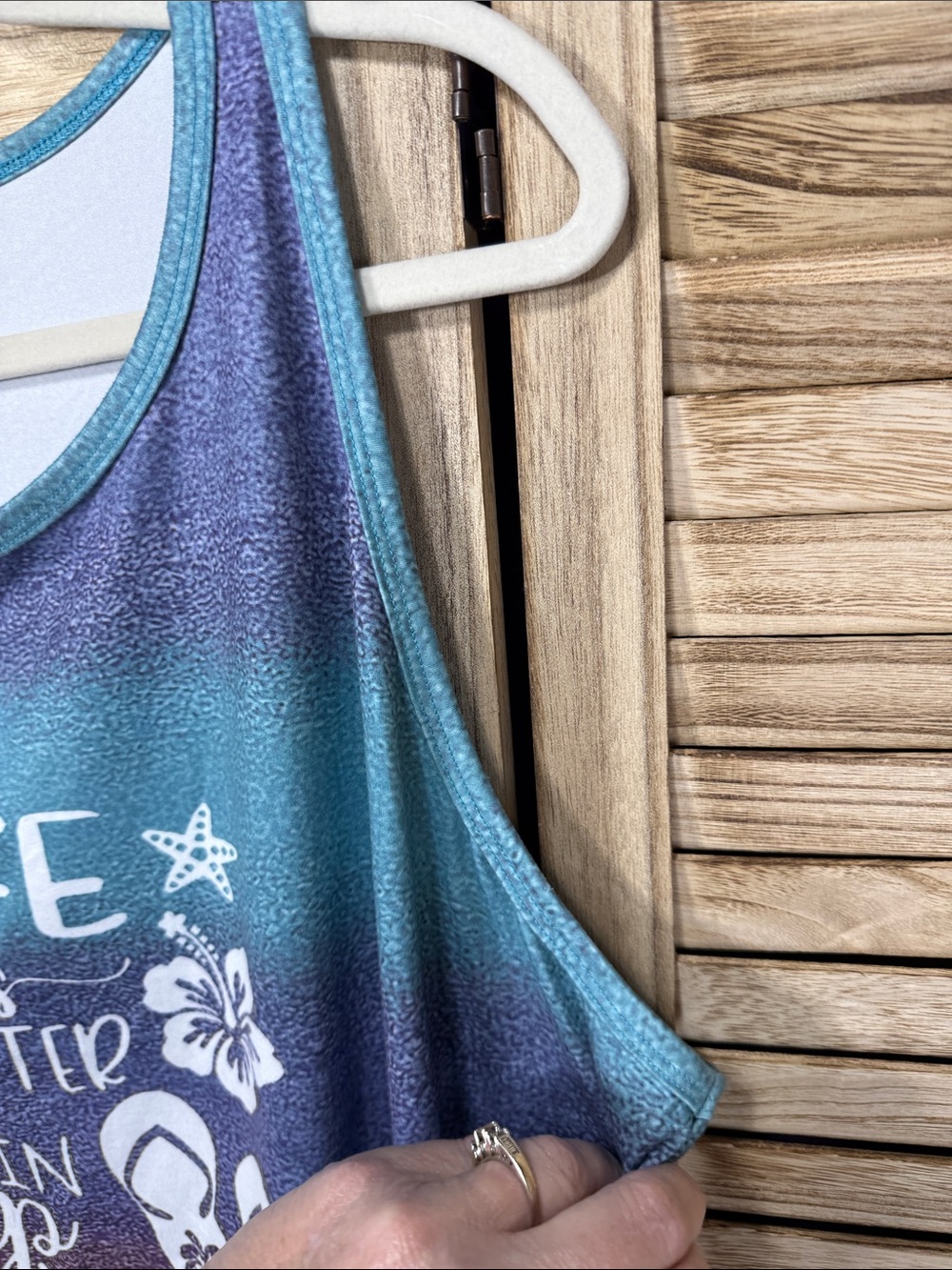 Life Is Better In Flip Flops Ombre Tank Top - Teal, Purple, Orange, Red Size 5XL - Picture 8 of 10